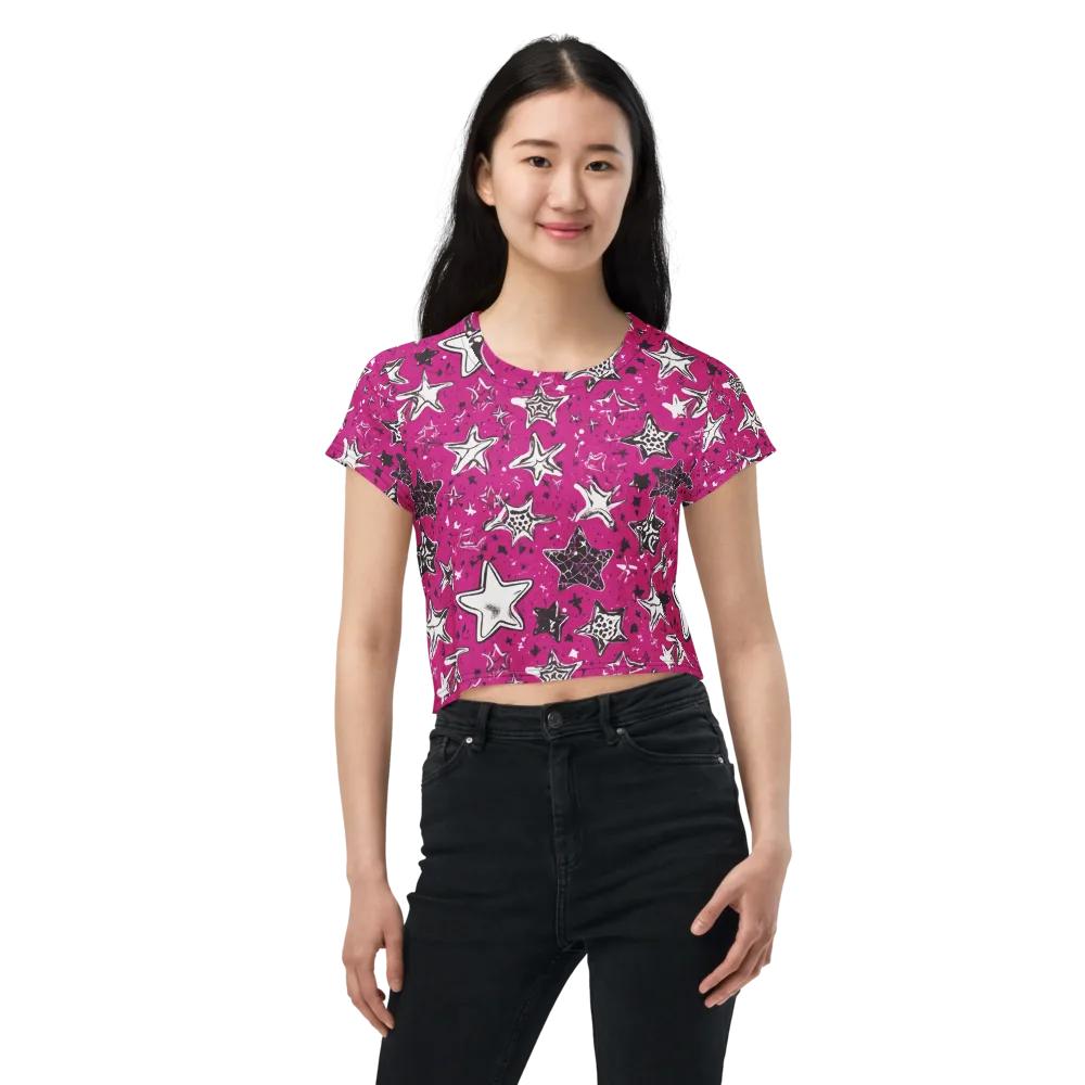 Electric Starfall on Crop Tee — Front