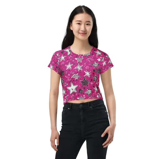 Electric Starfall on a Crop Tee