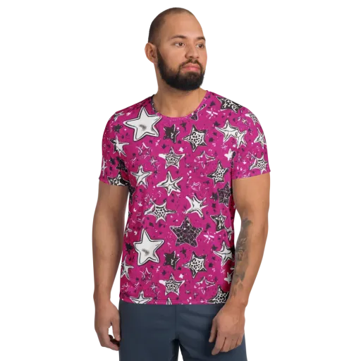 Electric Starfall on a Men's Athletic T-Shirt
