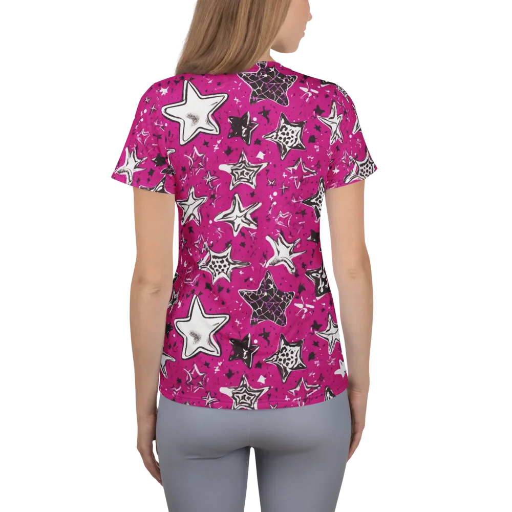 Electric Starfall on Women's Athletic T-Shirt — Back