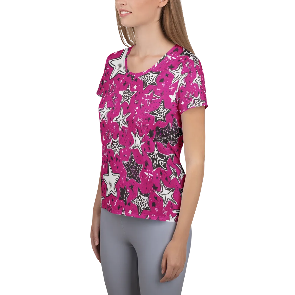 Electric Starfall on Women's Athletic T-Shirt — Left