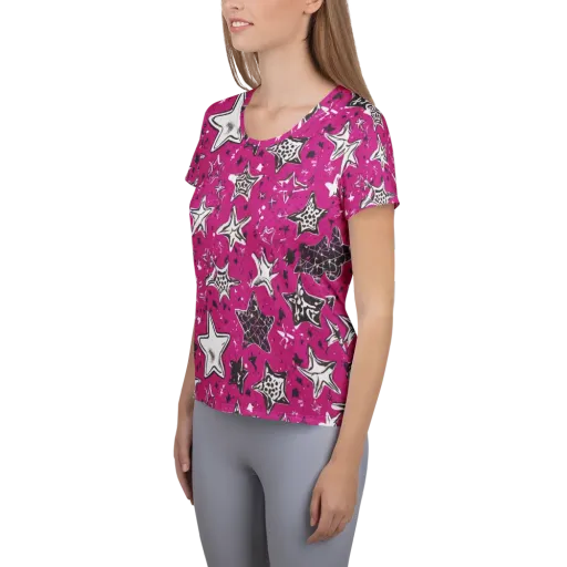 Electric Starfall on a Women's Athletic T-Shirt