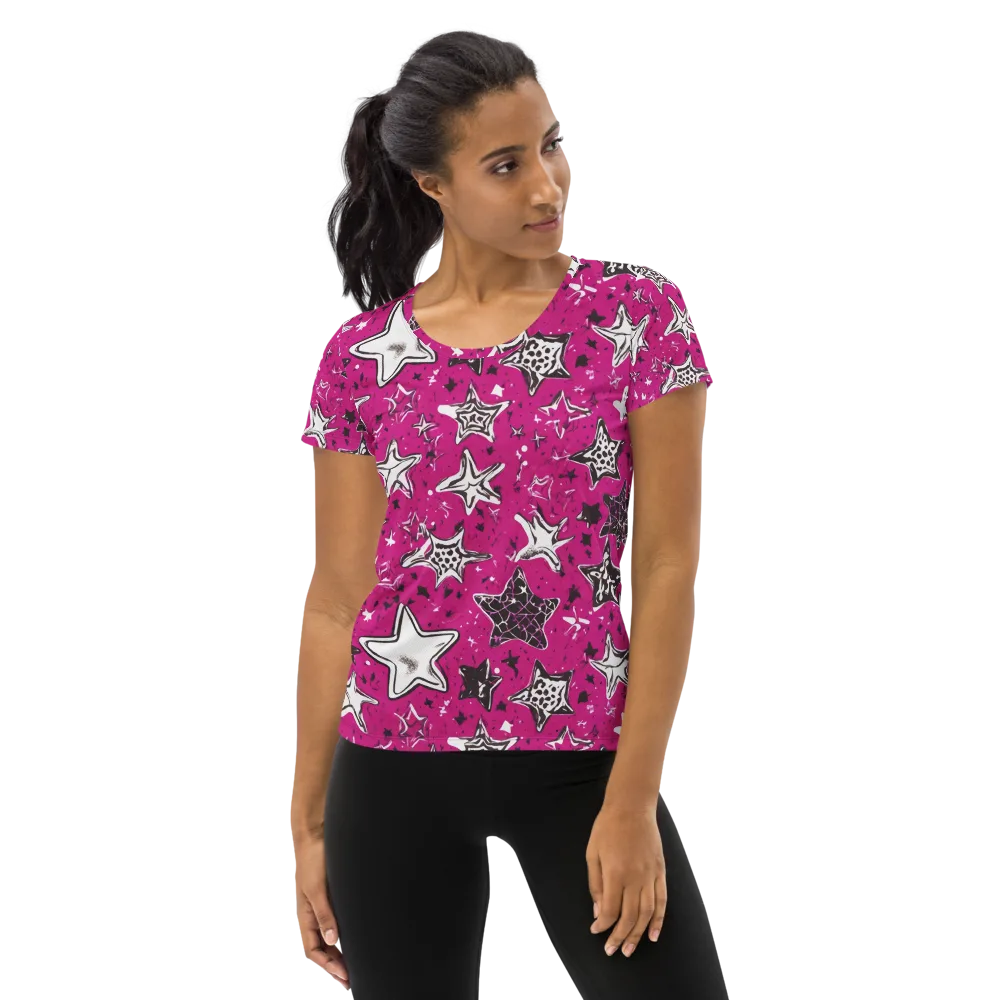 Electric Starfall on Women's Athletic T-Shirt — Front