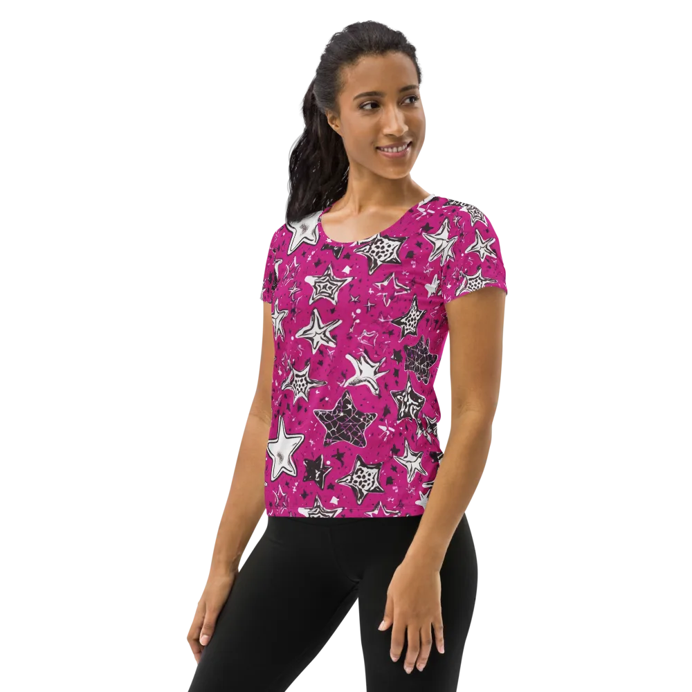 Electric Starfall on Women's Athletic T-Shirt — Left