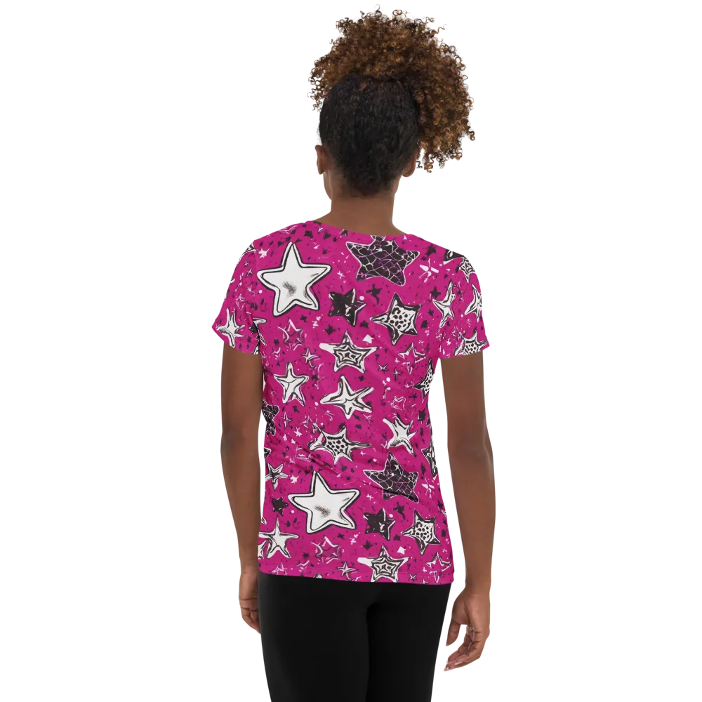 Electric Starfall on Women's Athletic T-Shirt — Back