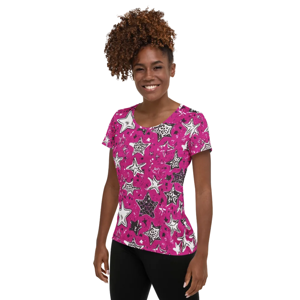 Electric Starfall on Women's Athletic T-Shirt — Left
