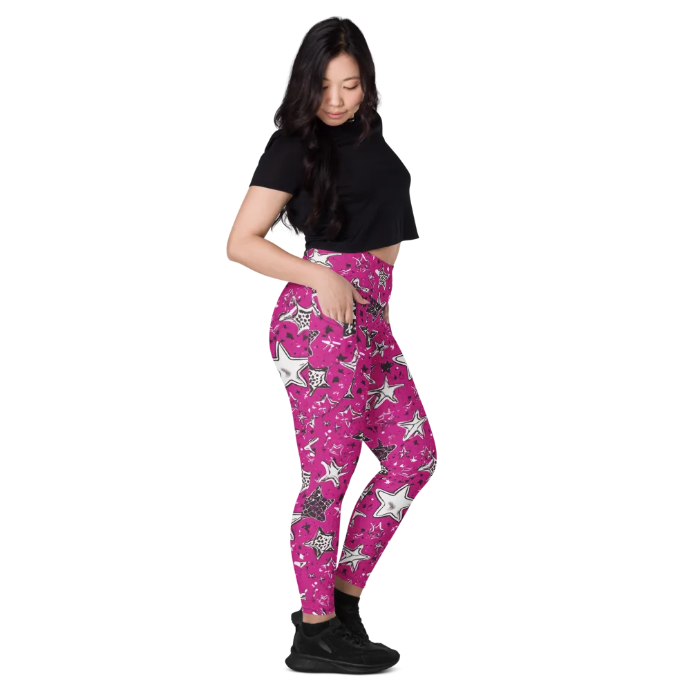Electric Starfall on Leggings with Pockets — Right