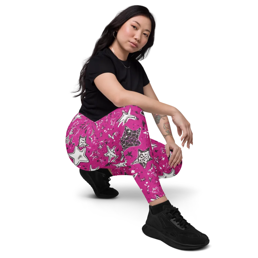 Electric Starfall on Leggings with Pockets — Right Front