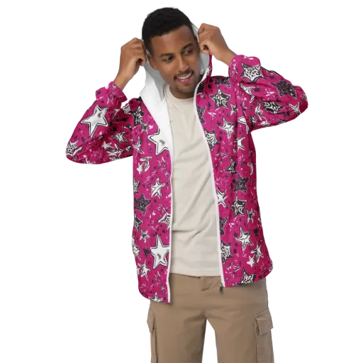 Electric Starfall on a Men's Windbreaker