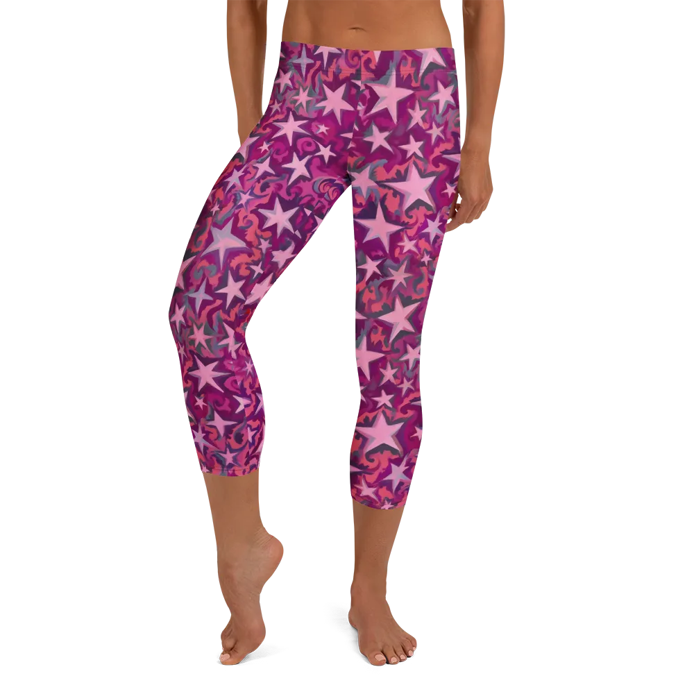 Velvet Starfall on Capri Leggings — Front