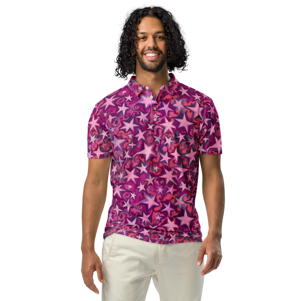 Velvet Starfall on Men's Slim Fit Polo Shirt — Front
