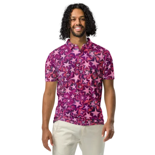 Velvet Starfall on a Men's Slim Fit Polo Shirt
