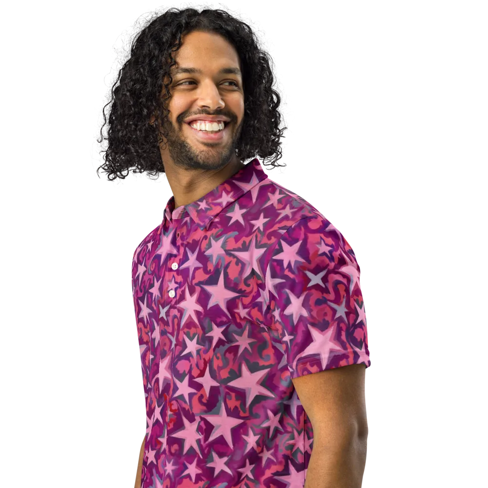 Velvet Starfall on Men's Slim Fit Polo Shirt — Left Front