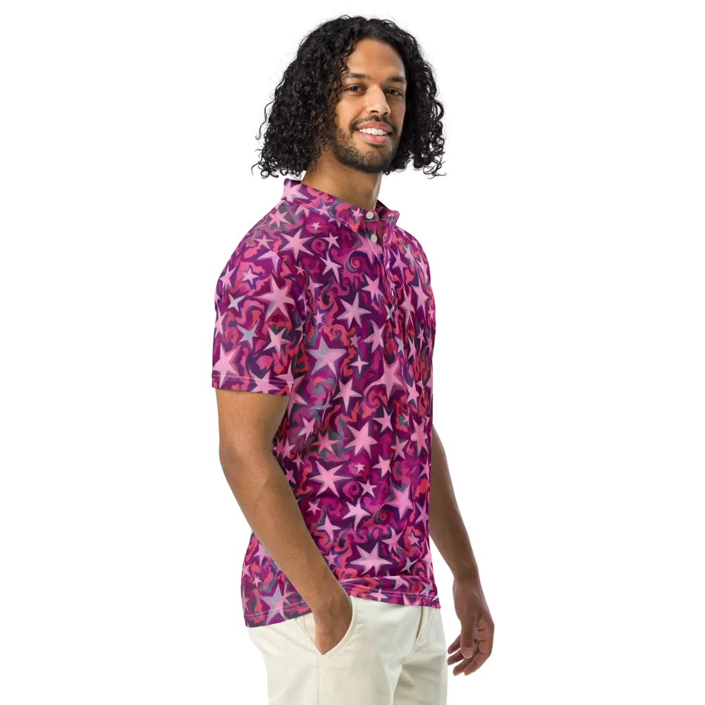 Velvet Starfall on Men's Slim Fit Polo Shirt — Right Front