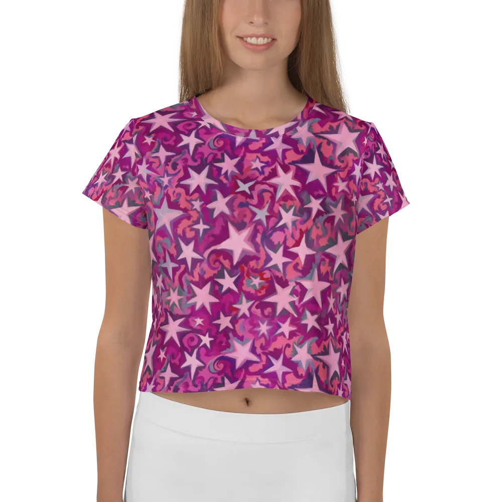Velvet Starfall on Crop Tee — Front