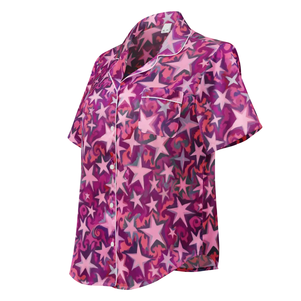 Velvet Starfall on Women's Short Sleeve Pajama Top — Left Front