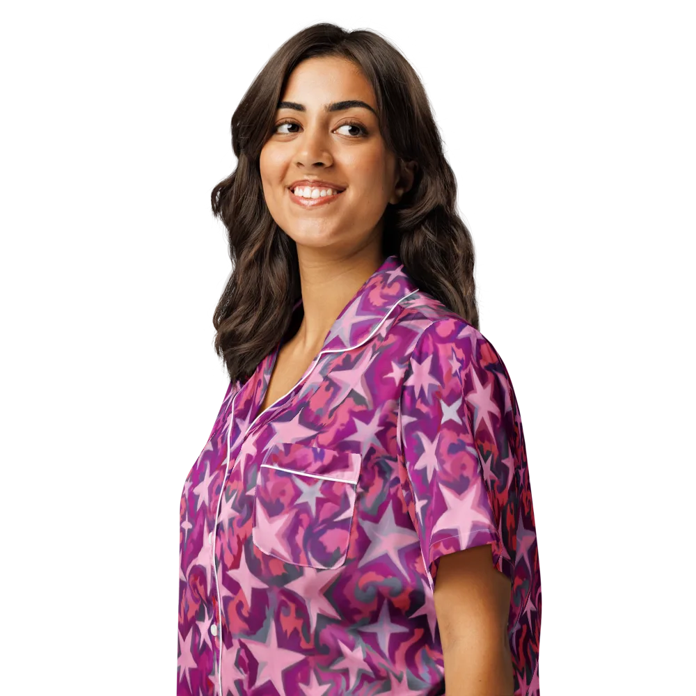 Velvet Starfall on Women's Short Sleeve Pajama Top — Left Front