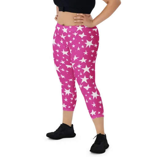 Starburst Fuchsia on a Capri Leggings