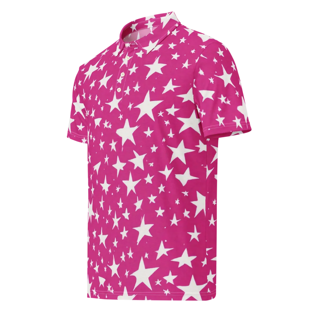 Starburst Fuchsia on Men's Slim Fit Polo Shirt — Left Front