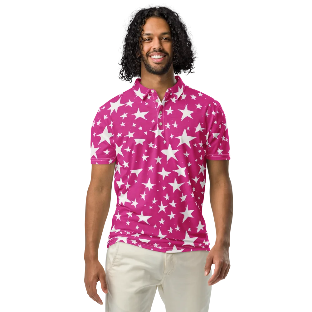 Starburst Fuchsia on Men's Slim Fit Polo Shirt — Front