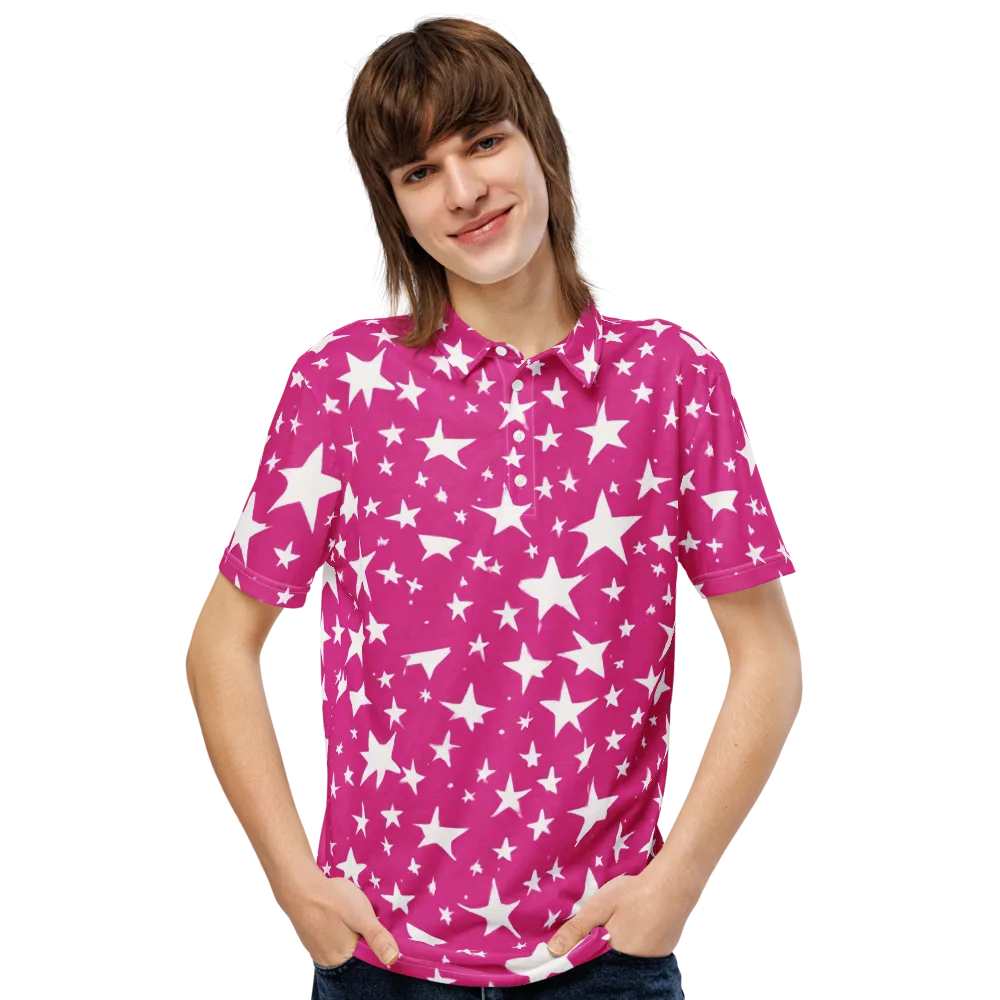 Starburst Fuchsia on Men's Slim Fit Polo Shirt — Front