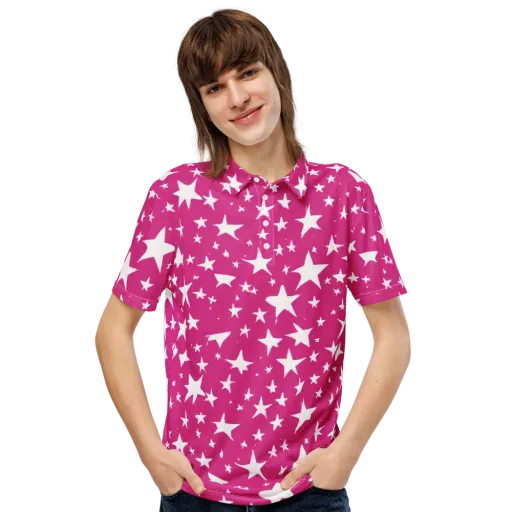 Starburst Fuchsia on a Men's Slim Fit Polo Shirt