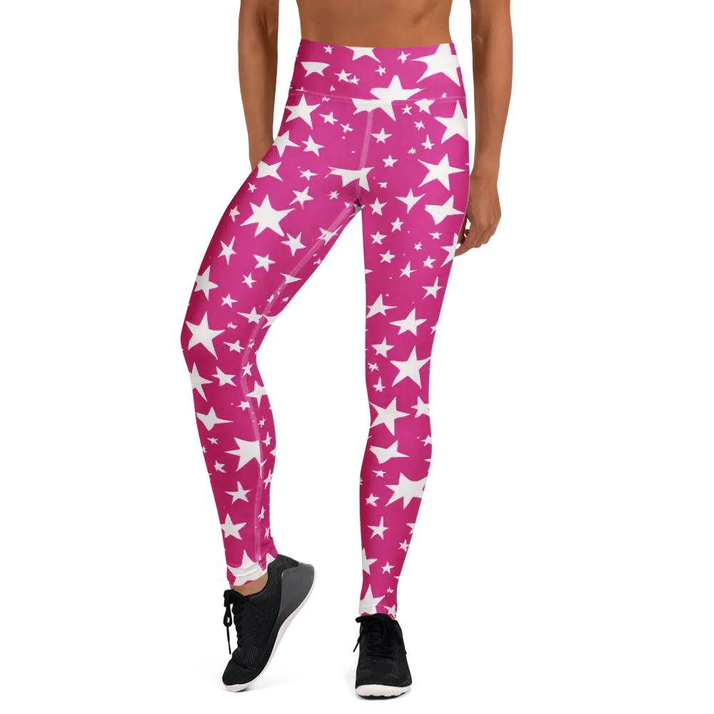 Starburst Fuchsia on Yoga Leggings — Front