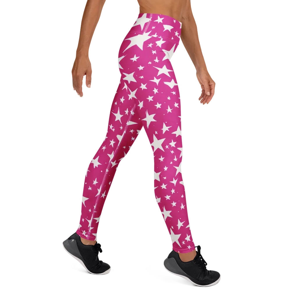 Starburst Fuchsia on Yoga Leggings — Right