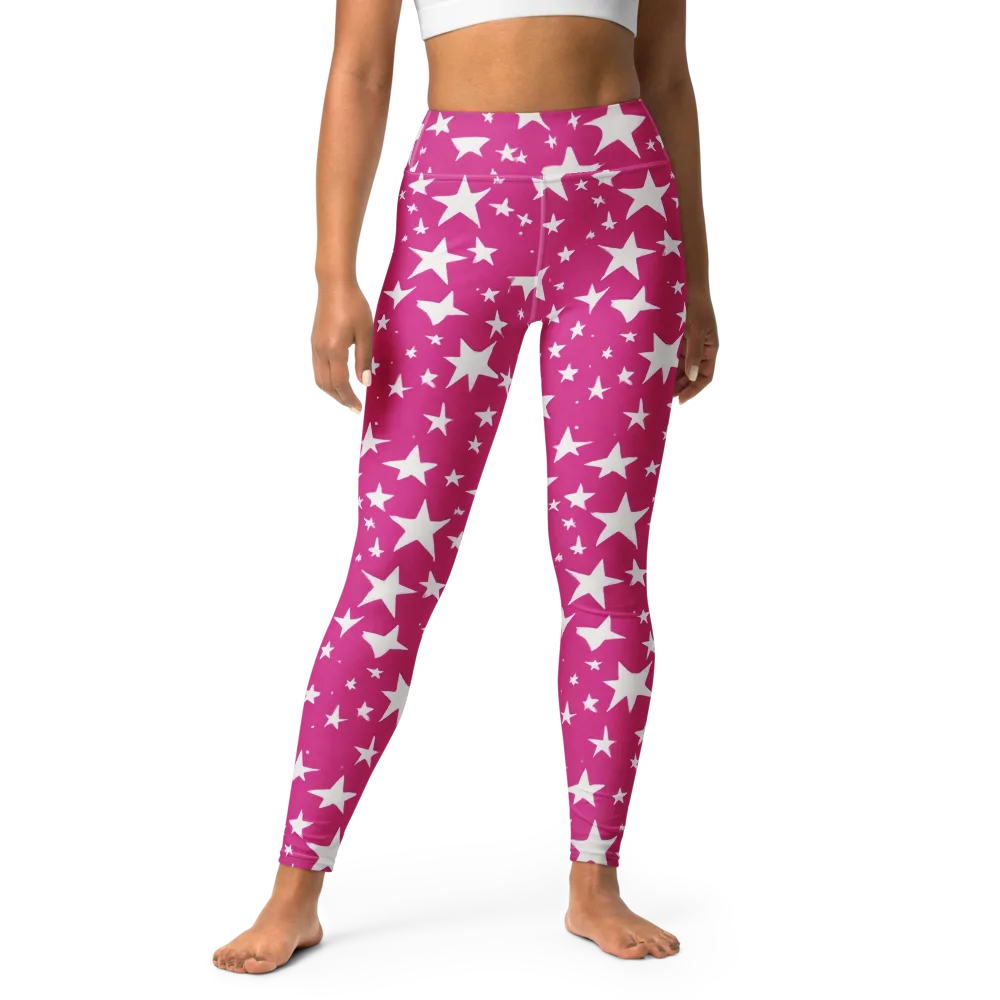 Starburst Fuchsia on Yoga Leggings — Front