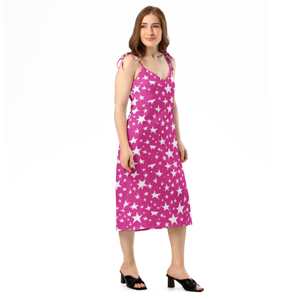 Starburst Fuchsia on Slip Dress — Right Front
