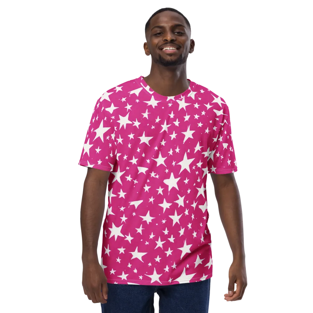 Starburst Fuchsia on Men's Crew Neck T-Shirt — Front