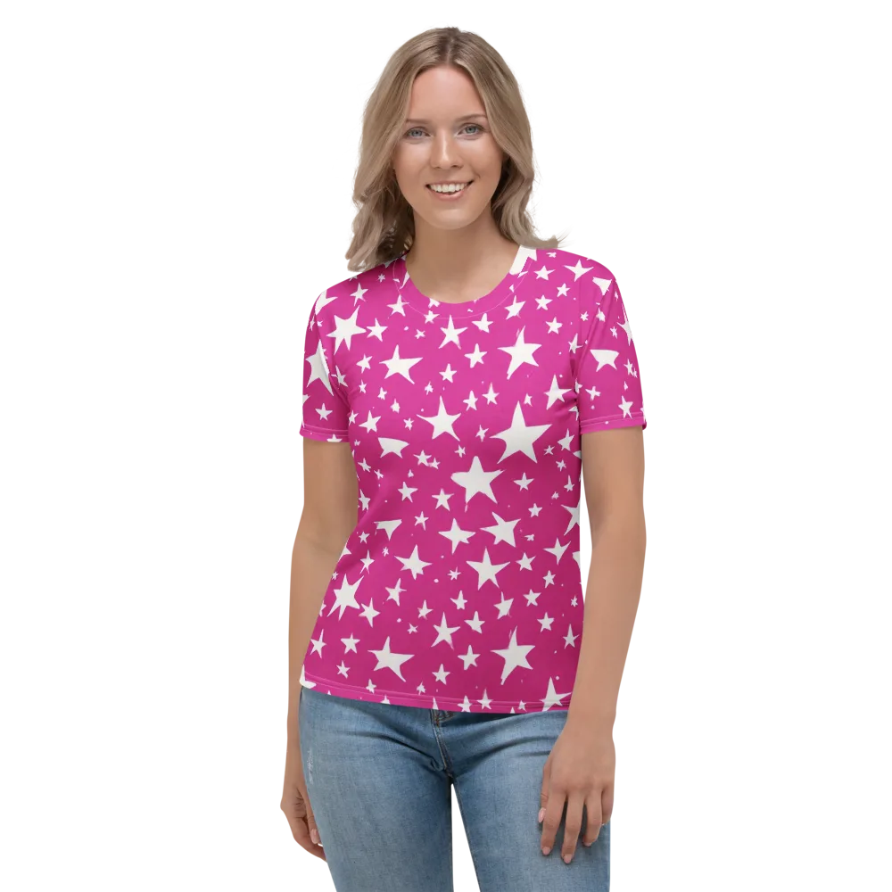 Starburst Fuchsia on Women's Crew Neck T-Shirt — Front