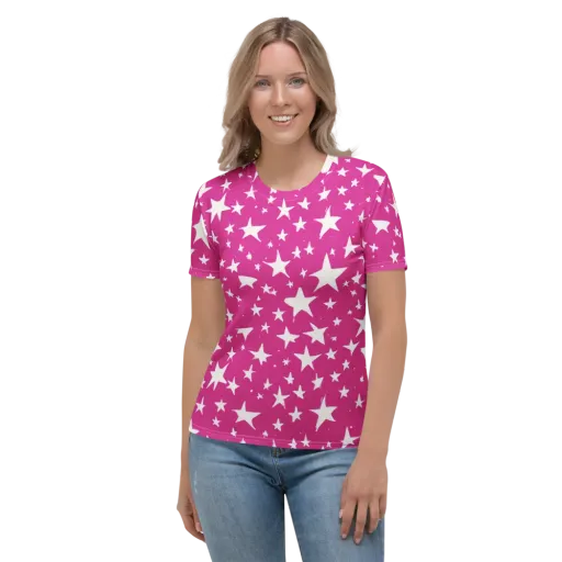 Starburst Fuchsia on a Women's Crew Neck T-Shirt