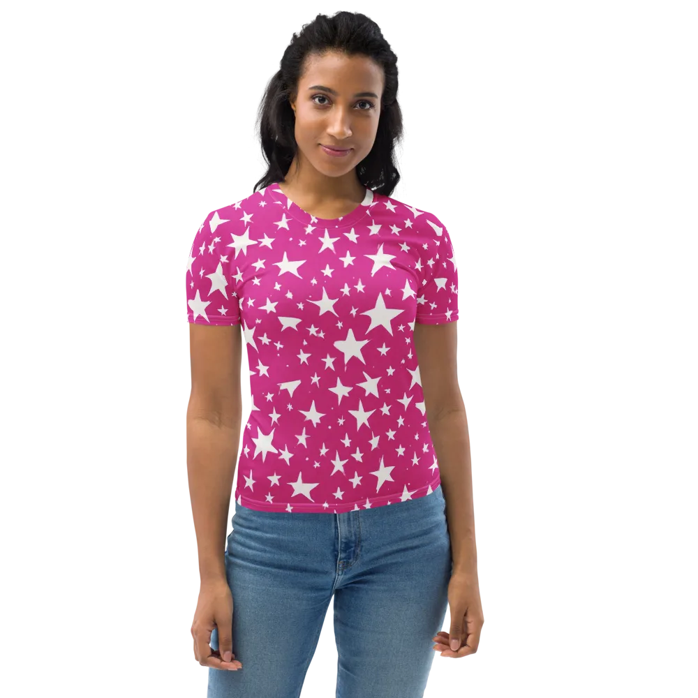 Starburst Fuchsia on Women's Crew Neck T-Shirt — Front