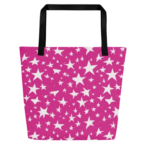 Starburst Fuchsia on a Large Tote Bag W/ Pocket