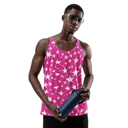 Starburst Fuchsia on a Men's Tank Top