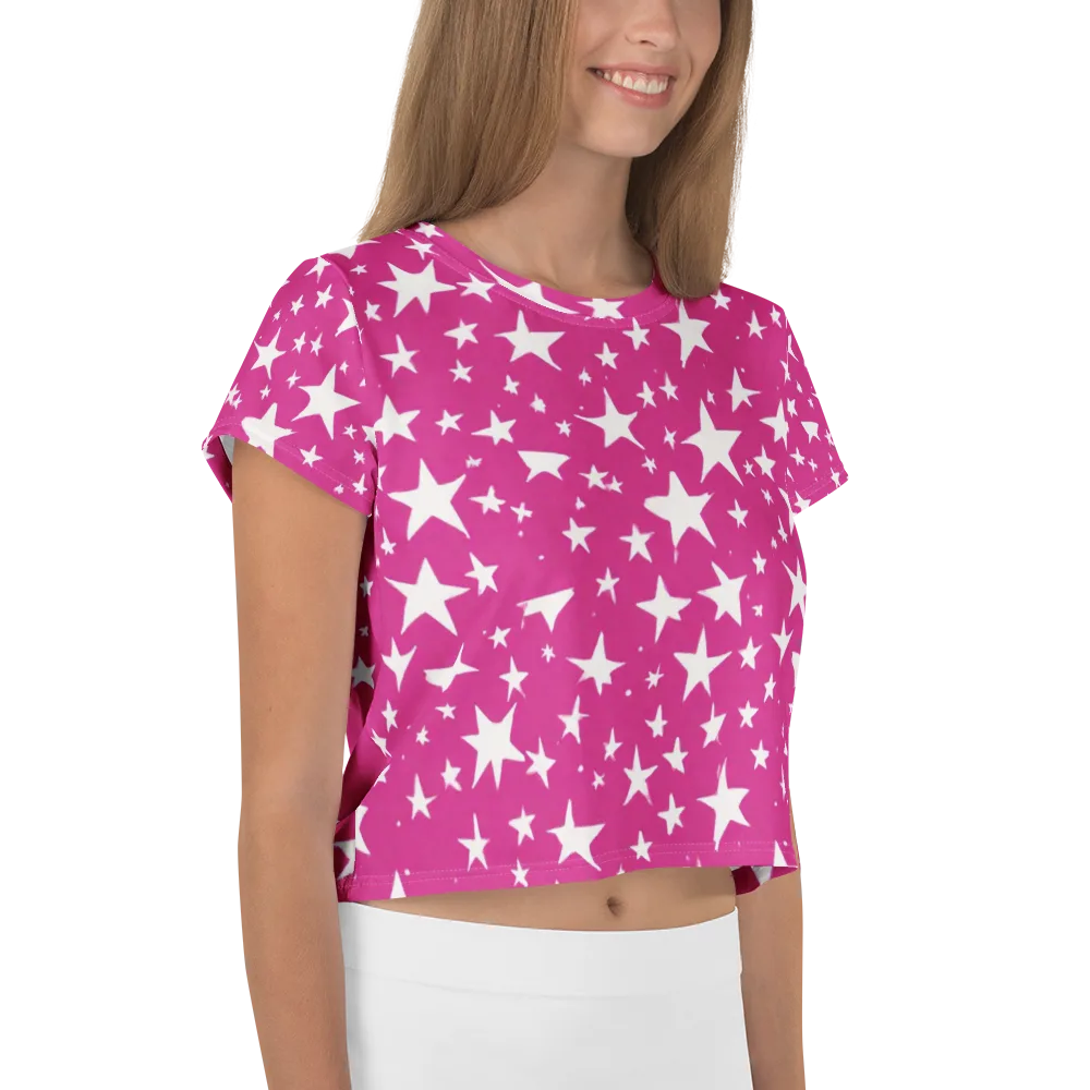Starburst Fuchsia on Crop Tee — Right