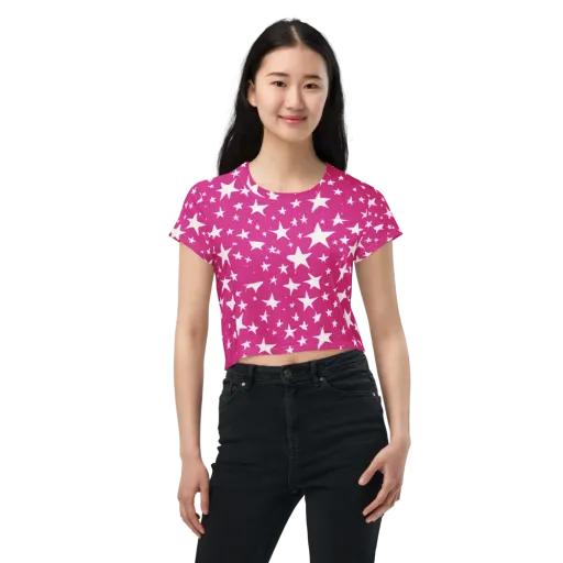 Starburst Fuchsia on a Crop Tee