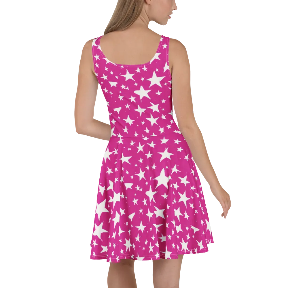 Starburst Fuchsia on Skater Dress — Back