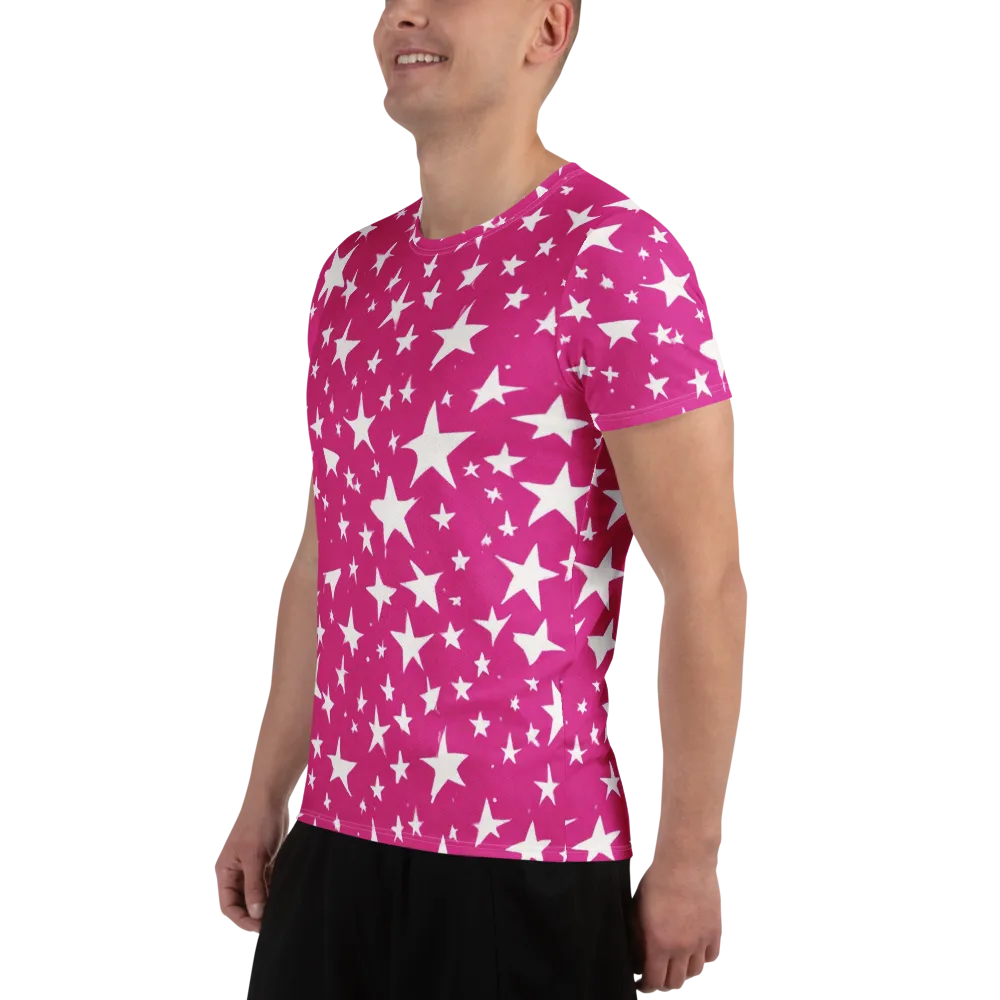 Starburst Fuchsia on Men's Athletic T-Shirt — Left