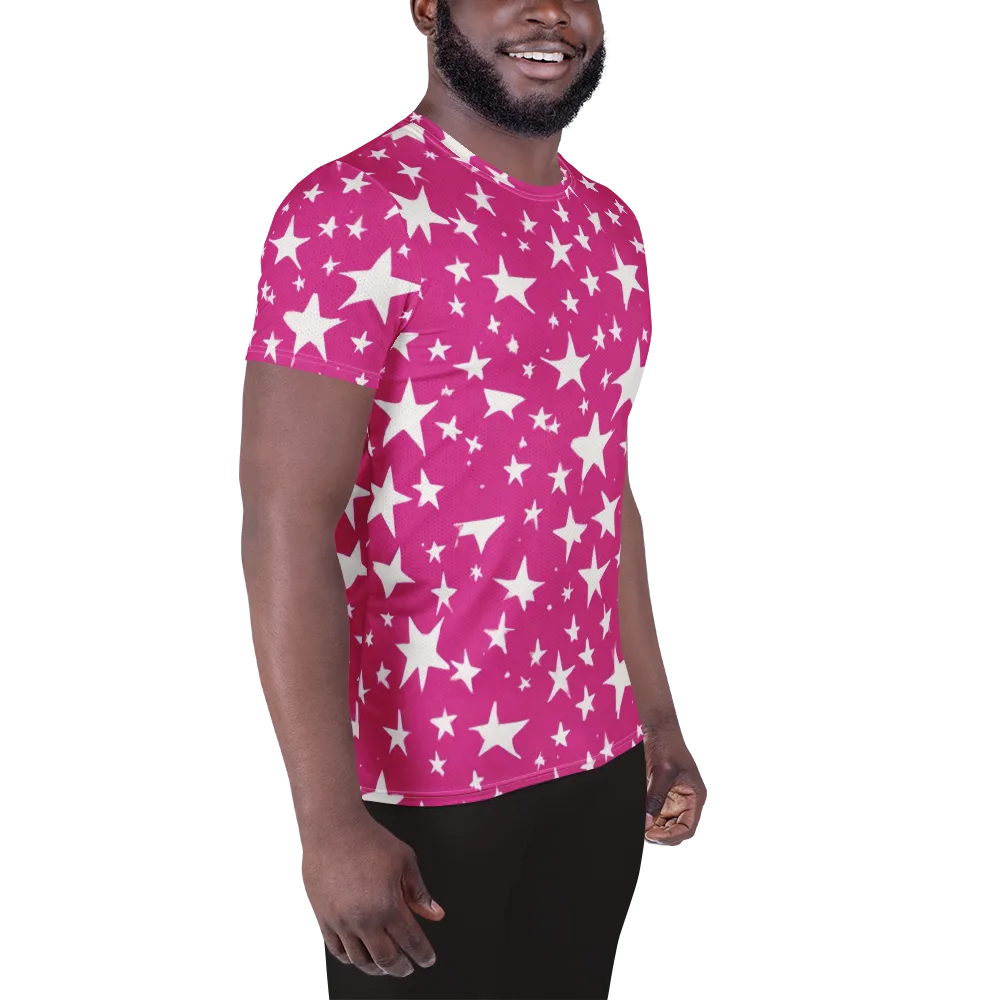 Starburst Fuchsia on Men's Athletic T-Shirt — Right