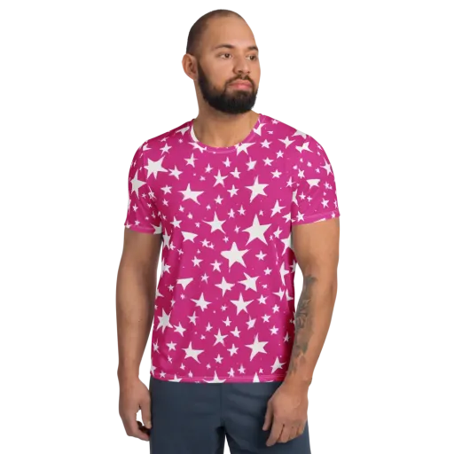 Starburst Fuchsia on a Men's Athletic T-Shirt