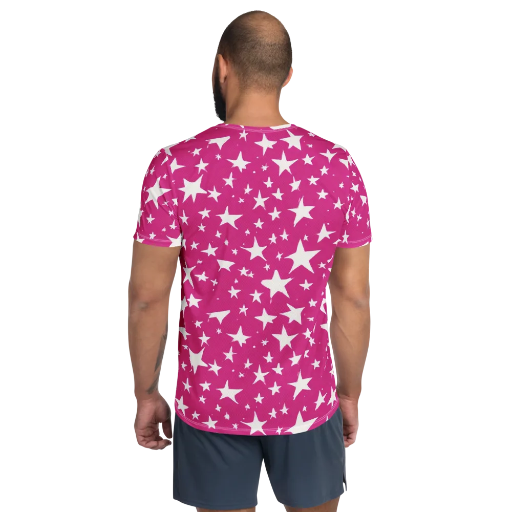 Starburst Fuchsia on Men's Athletic T-Shirt — Back