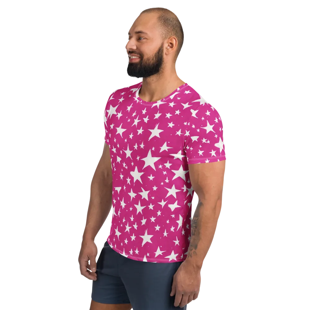 Starburst Fuchsia on Men's Athletic T-Shirt — Left