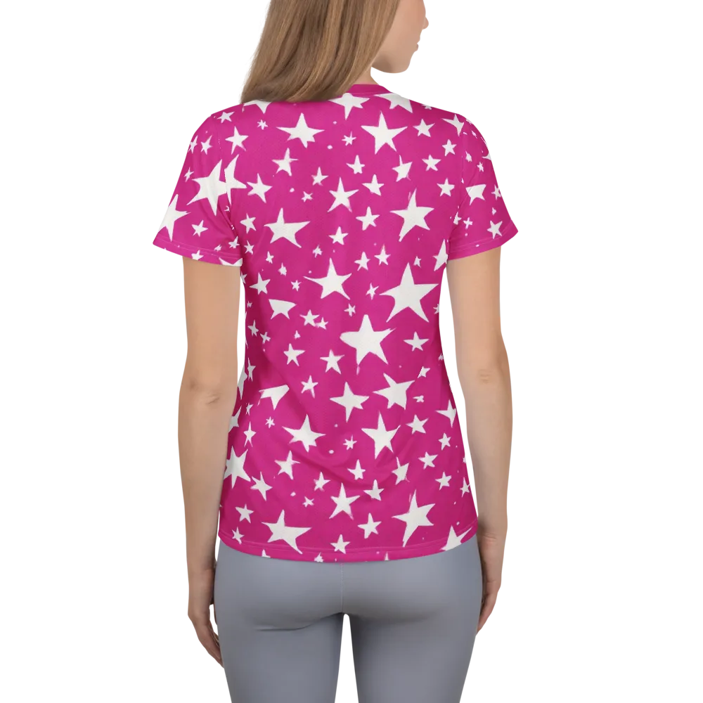 Starburst Fuchsia on Women's Athletic T-Shirt — Back