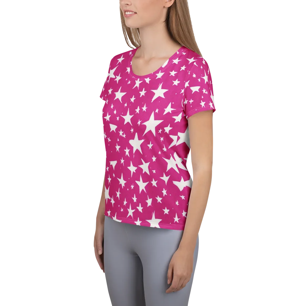 Starburst Fuchsia on Women's Athletic T-Shirt — Left