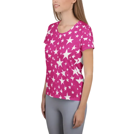 Starburst Fuchsia on a Women's Athletic T-Shirt