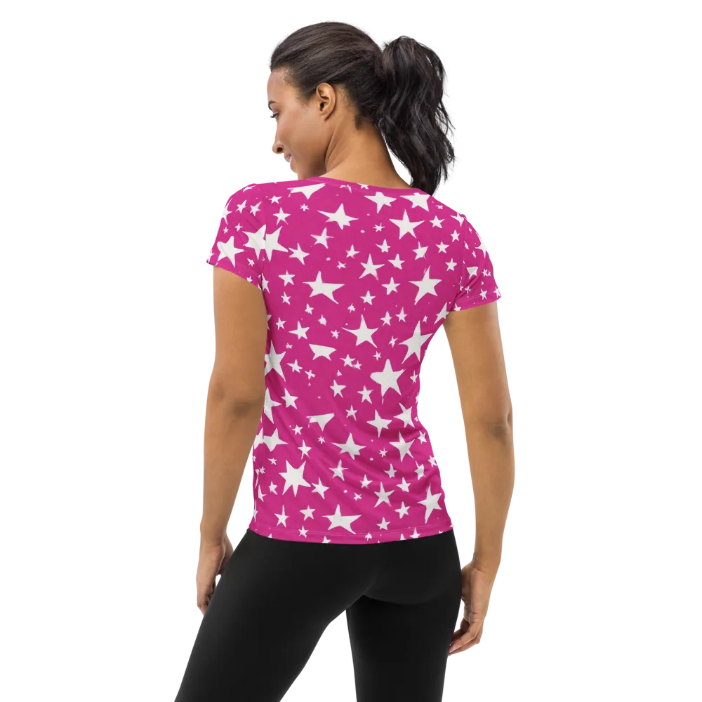 Starburst Fuchsia on Women's Athletic T-Shirt — Back