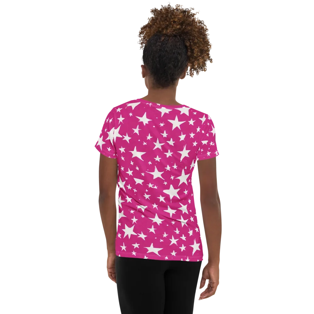 Starburst Fuchsia on Women's Athletic T-Shirt — Back