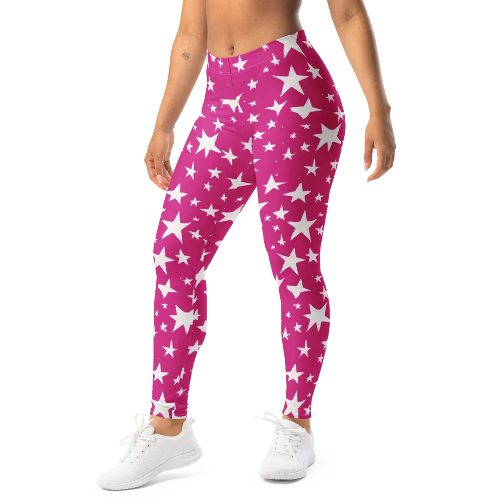 Starburst Fuchsia on Leggings — Left Front